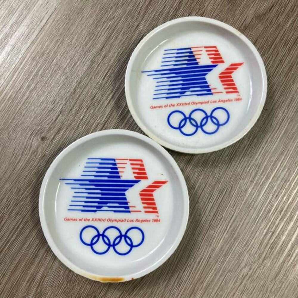 Vintage 1984 Los Angeles Olympics Plates Set‎ Olympic Rings USA LA84 Collectible